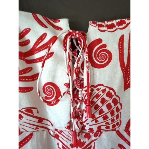 NWT Viral Calypso st Barth Shell Coral Red White Maxi Sun Dress Rio Size XS - Picture 5 of 8